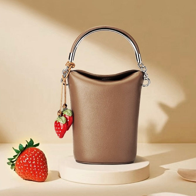 Genuine Leather Mini Bucket Crossbody Bag