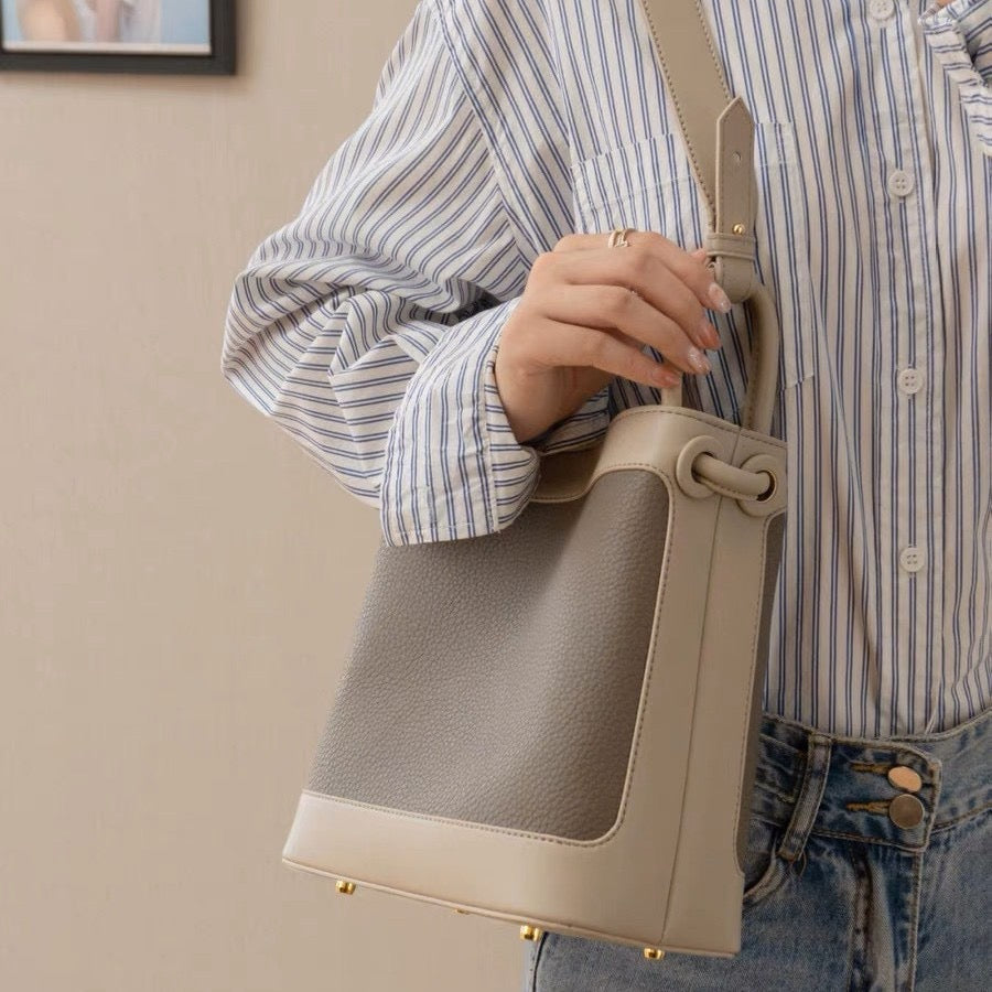 Women's Premium Leather Luxury Crossbody Bucket Bag
