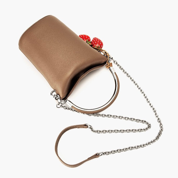 Genuine Leather Mini Bucket Crossbody Bag