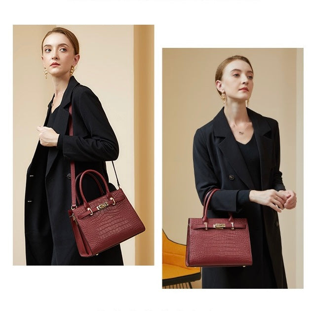 Genuine Leather Classic Crossbody Tote Bag for Women