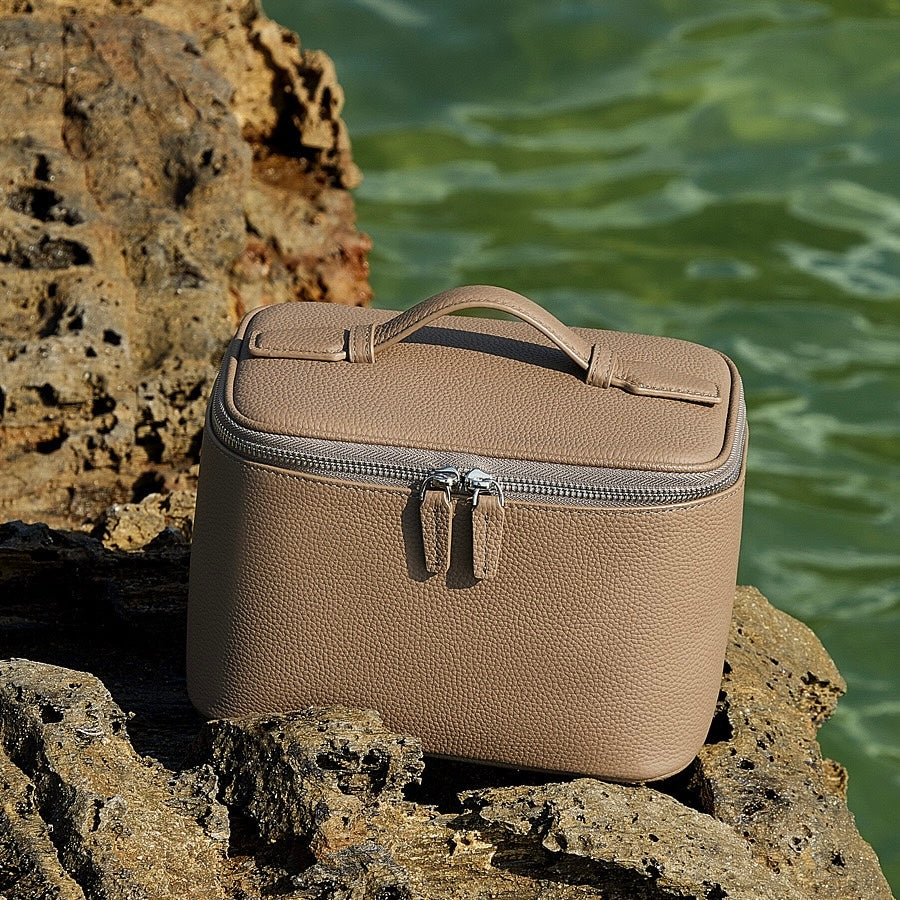 Genuine Leather Luxury Multi-Compartment Cosmetic Bag