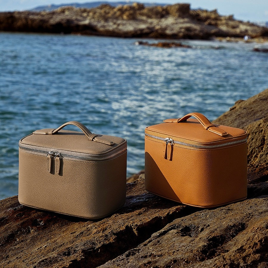 Genuine Leather Luxury Multi-Compartment Cosmetic Bag