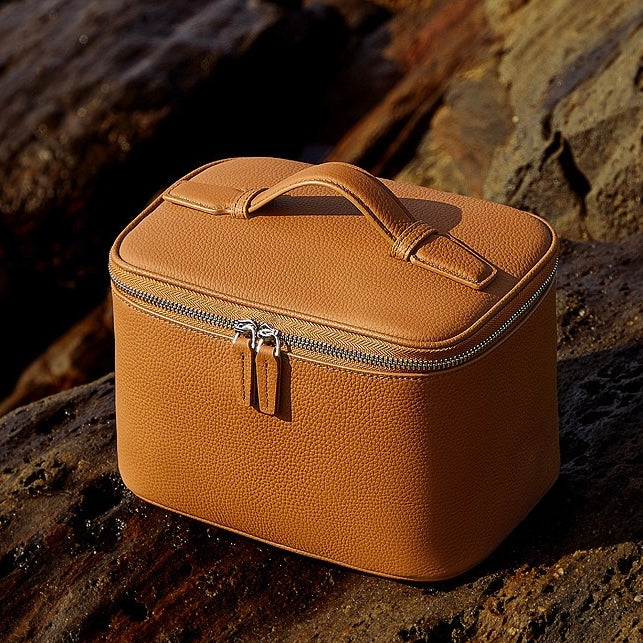 Genuine Leather Luxury Multi-Compartment Cosmetic Bag