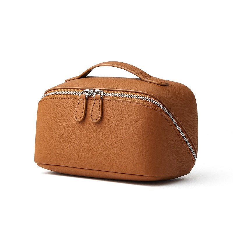 Exquisite Textured Leather Top-Zip Clutch Bag