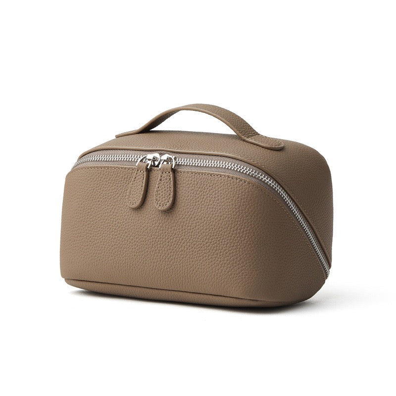 Exquisite Textured Leather Top-Zip Clutch Bag