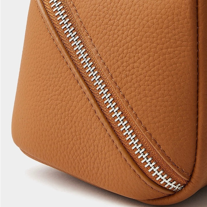 Exquisite Textured Leather Top-Zip Clutch Bag