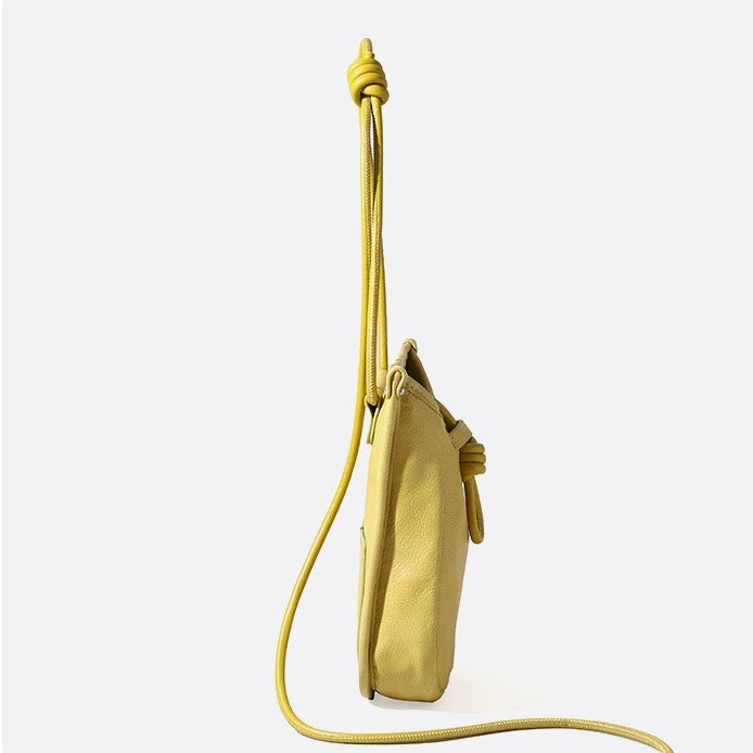 Genuine Leather Drawstring Crossbody Mini Bag for Women