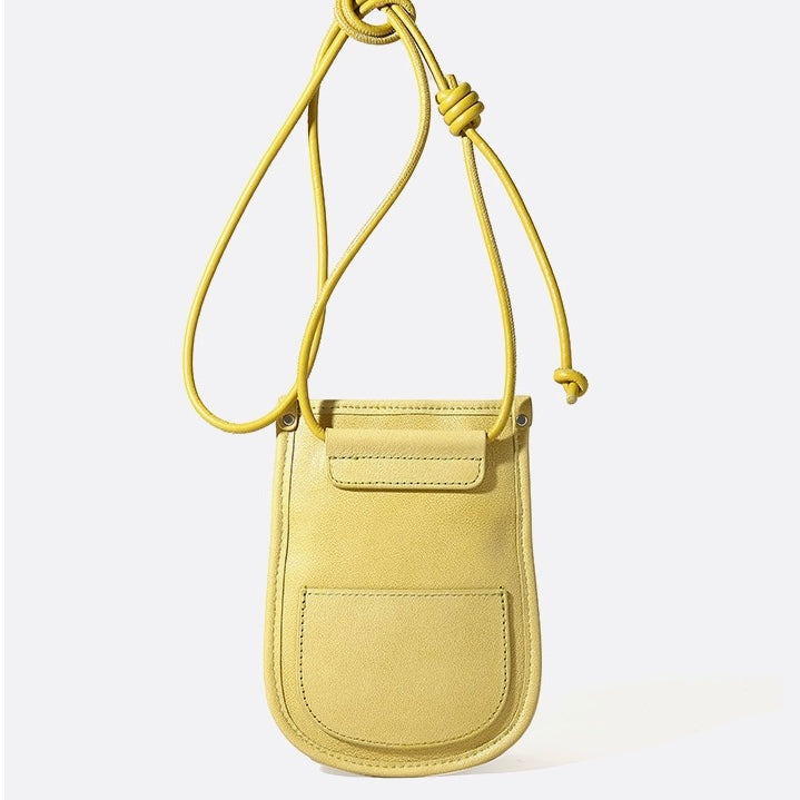 Genuine Leather Drawstring Crossbody Mini Bag for Women