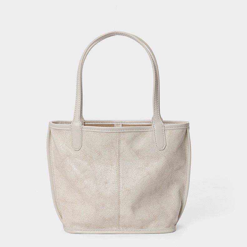 Vintage Elegance Genuine Leather Tote with Pouch