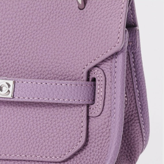 Lavender Purple Genuine Leather Mini Crossbody Bag with Lock Closure