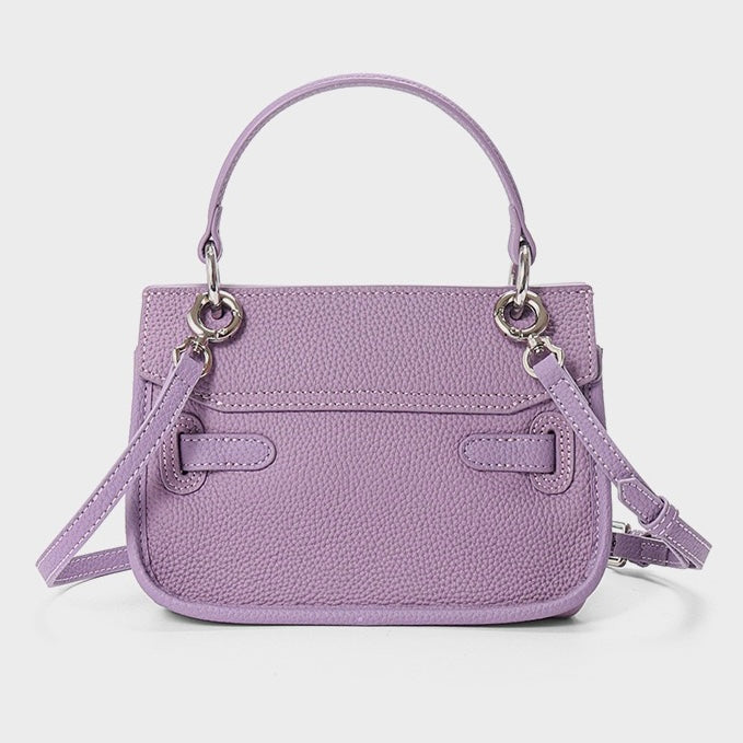 Lavender Purple Genuine Leather Mini Crossbody Bag with Lock Closure