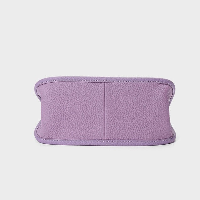 Lavender Purple Genuine Leather Mini Crossbody Bag with Lock Closure