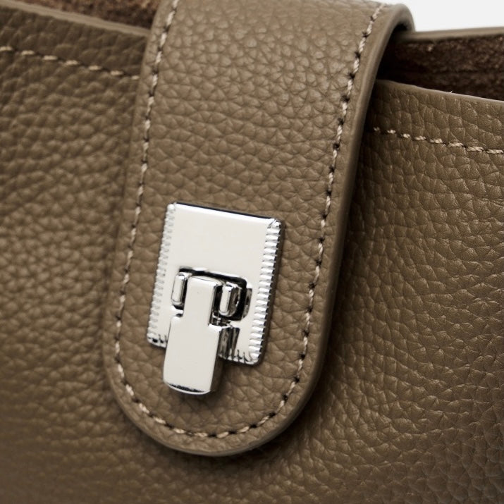 Genuine Leather Drawstring Bucket Phone Bag for Women