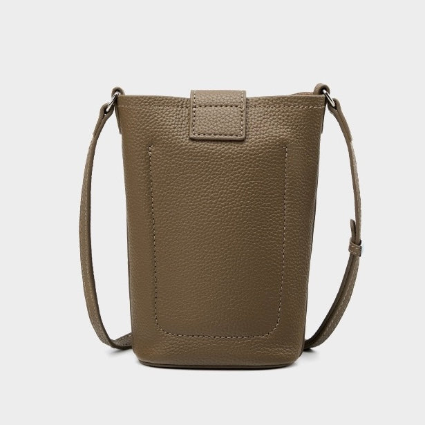 Genuine Leather Drawstring Bucket Phone Bag for Women