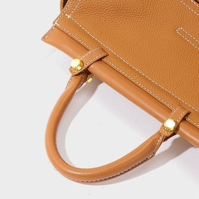 Exquisite Genuine Leather Flip-Top Commuter Handbag