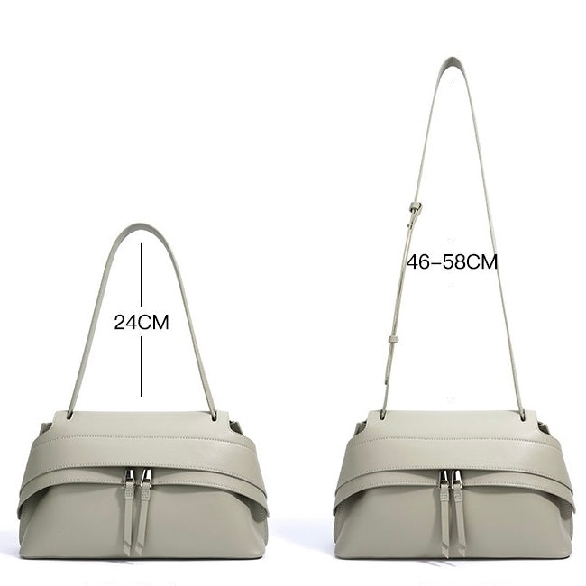 Genuine Leather Minimalist Handheld Saddle Bag for Women