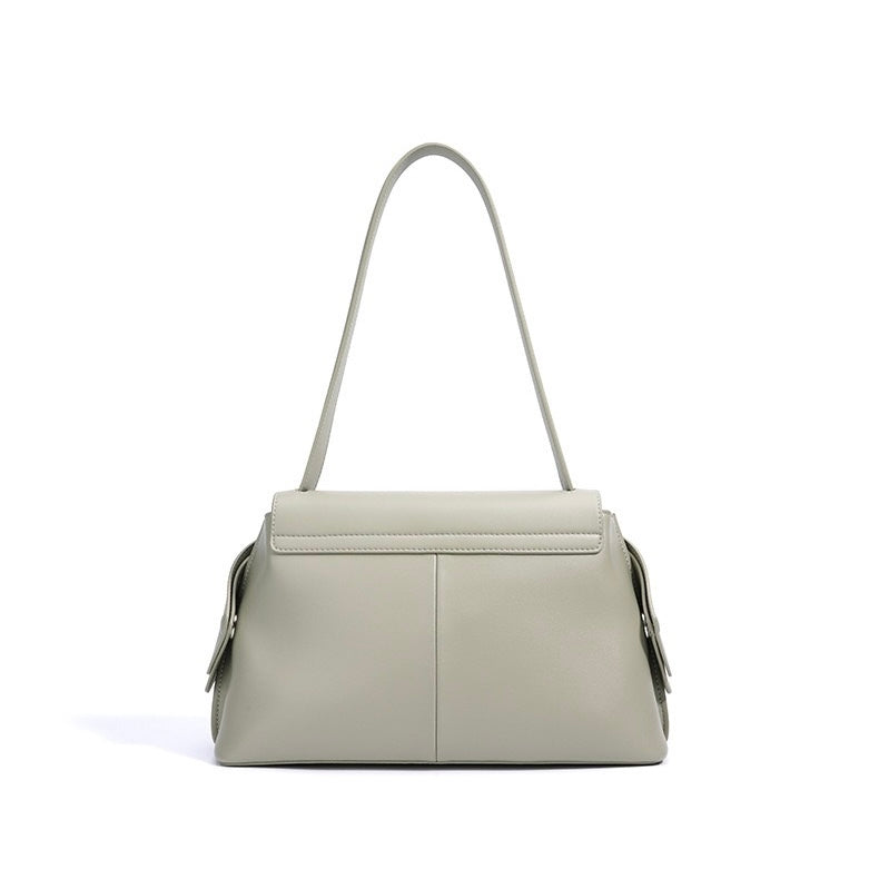 Genuine Leather Minimalist Handheld Saddle Bag for Women