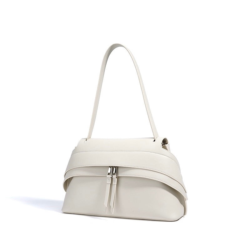 Genuine Leather Minimalist Handheld Saddle Bag for Women