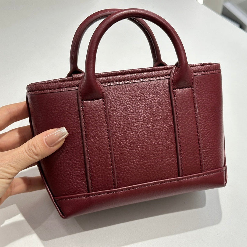 Exquisite Genuine Cowhide Mini Basket Handheld Crossbody Bag