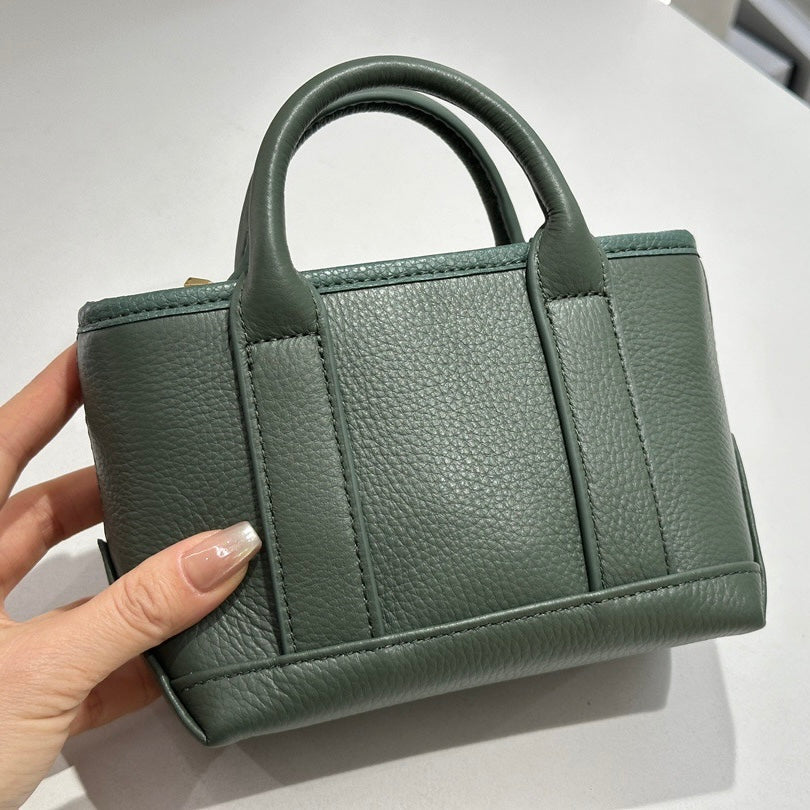 Exquisite Genuine Cowhide Mini Basket Handheld Crossbody Bag