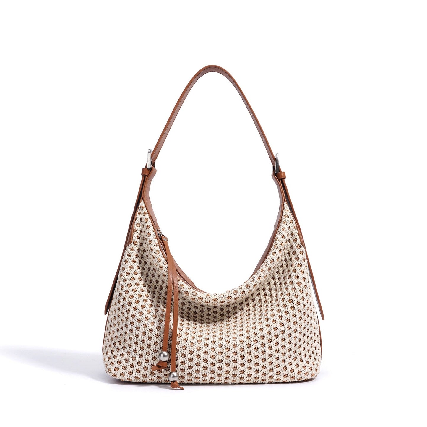 Elegant Braided Straw Dumpling Shoulder Bag