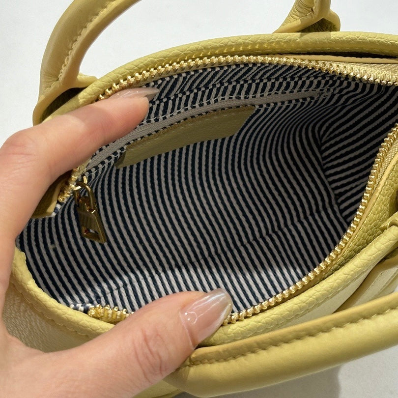 Exquisite Genuine Cowhide Mini Basket Handheld Crossbody Bag