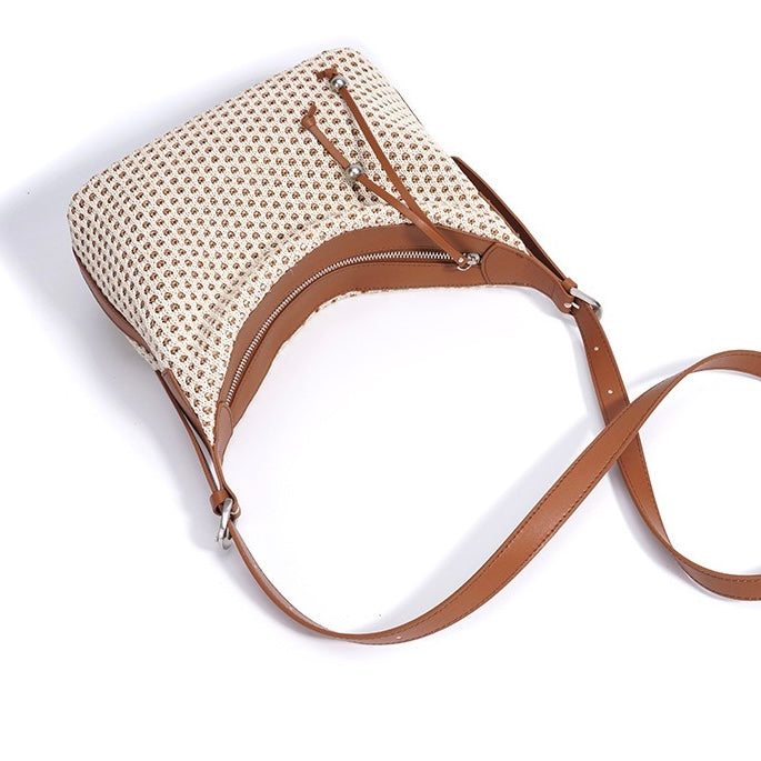Elegant Braided Straw Dumpling Shoulder Bag