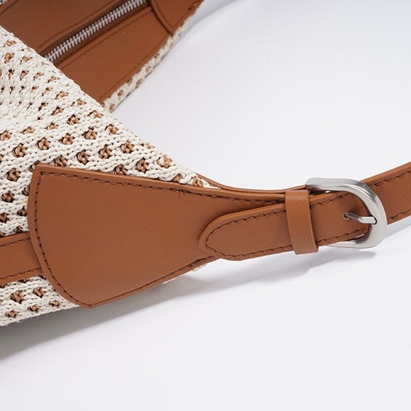 Elegant Braided Straw Dumpling Shoulder Bag