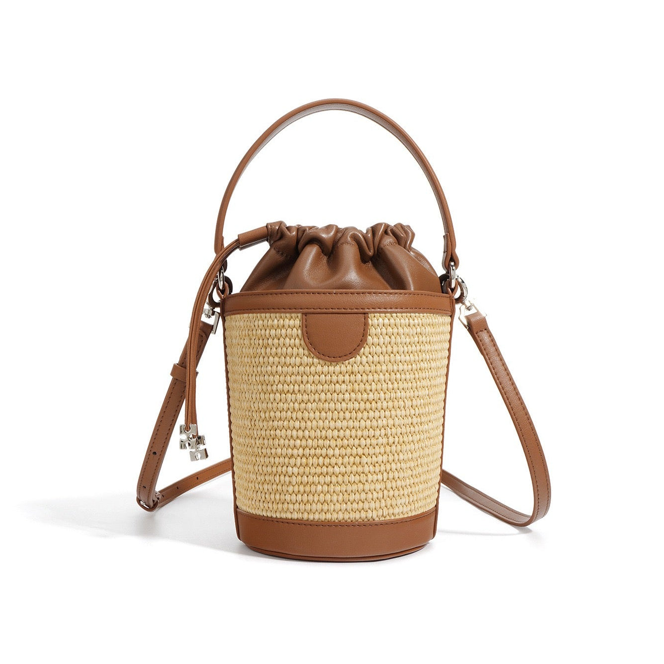 Luxury Lambskin Woven Crossbody Handheld Barrel Bag