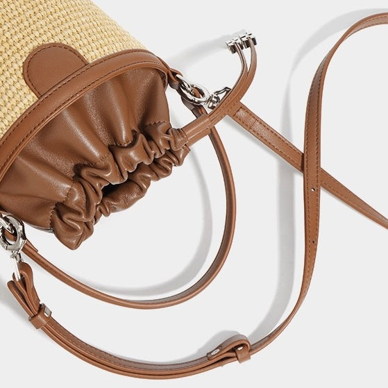 Luxury Lambskin Woven Crossbody Handheld Barrel Bag