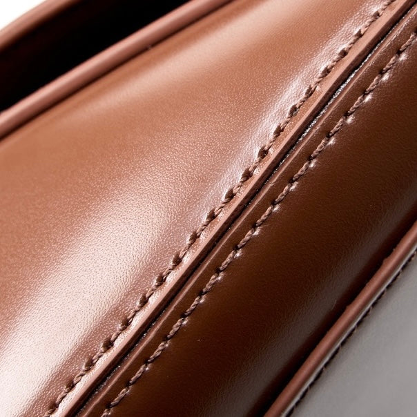 Chic Genuine Leather Crossbody Saddle Bucket Bag