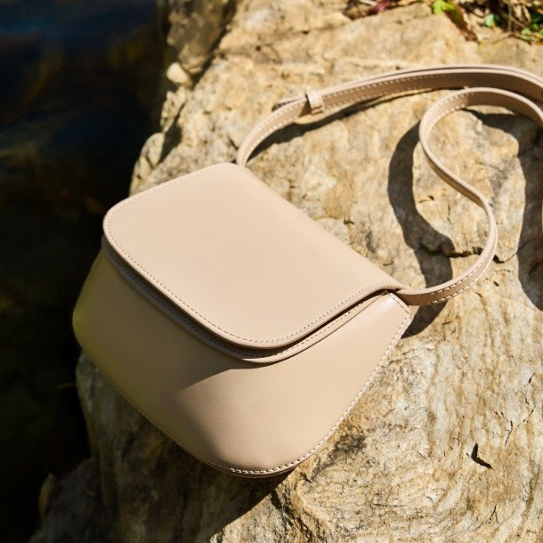 Chic Genuine Leather Crossbody Saddle Bucket Bag