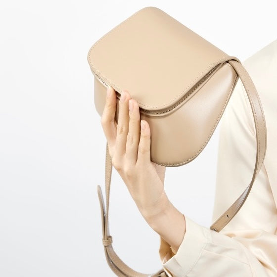 Chic Genuine Leather Crossbody Saddle Bucket Bag