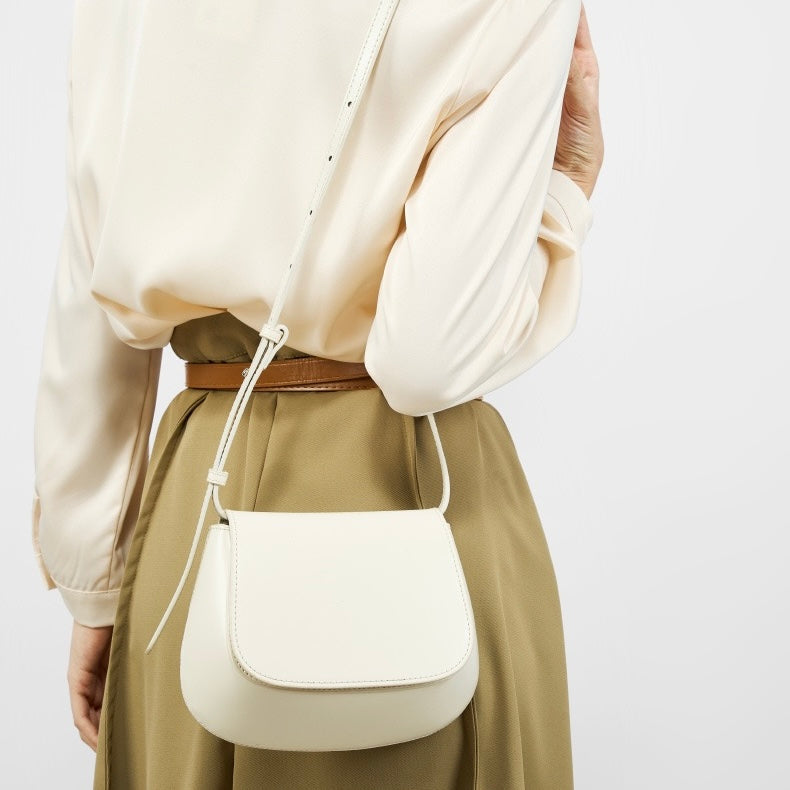 Chic Genuine Leather Crossbody Saddle Bucket Bag