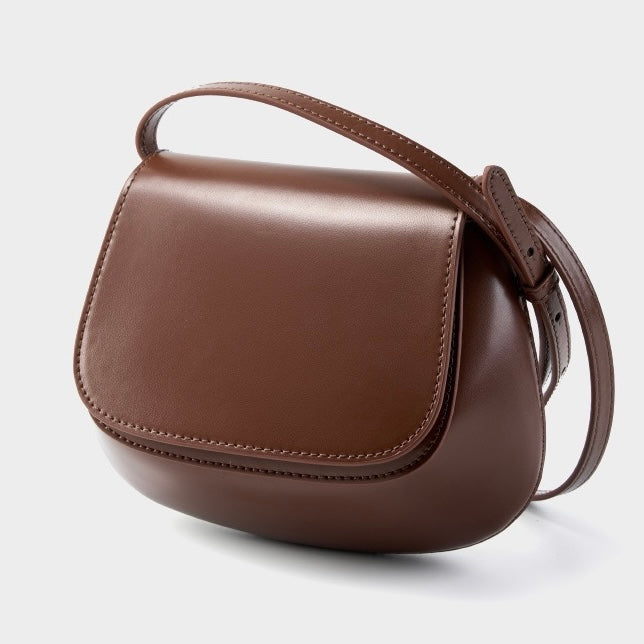 Chic Genuine Leather Crossbody Saddle Bucket Bag