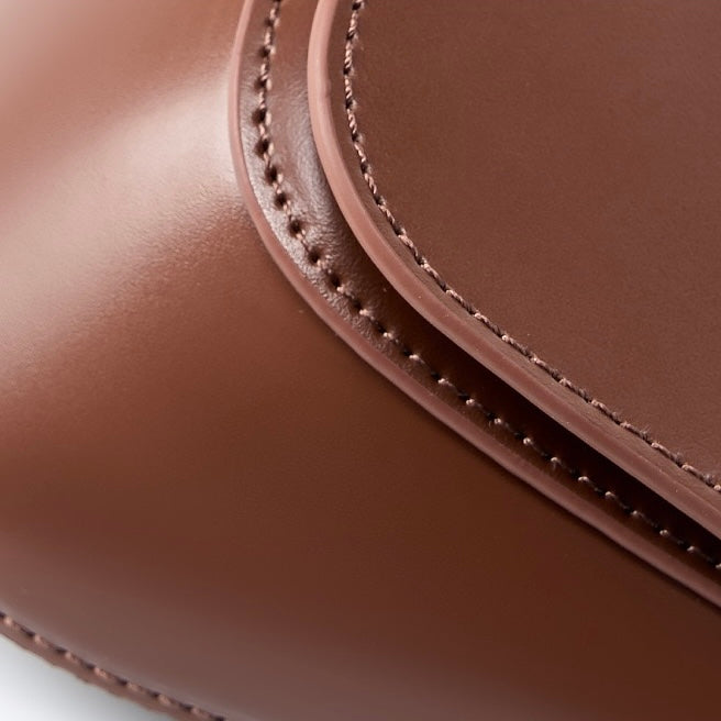 Chic Genuine Leather Crossbody Saddle Bucket Bag