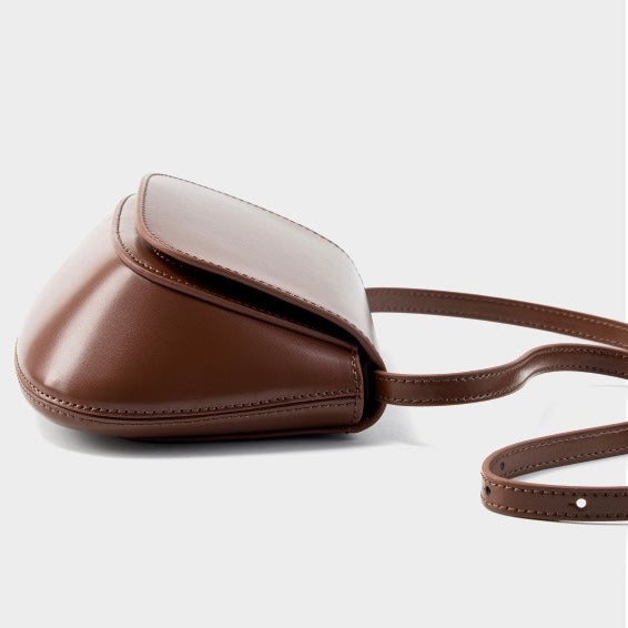 Chic Genuine Leather Crossbody Saddle Bucket Bag