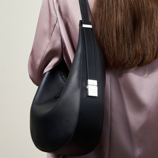 Elegant Minimalist Genuine Leather Crescent Shoulder Handbag