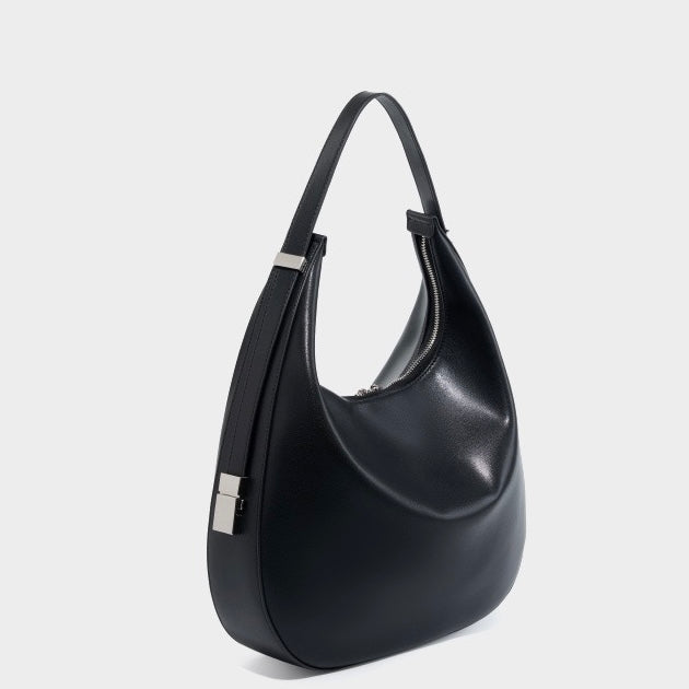 Elegant Minimalist Genuine Leather Crescent Shoulder Handbag