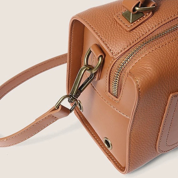 Elegant Vintage Textured Leather Satchel Crossbody Bag