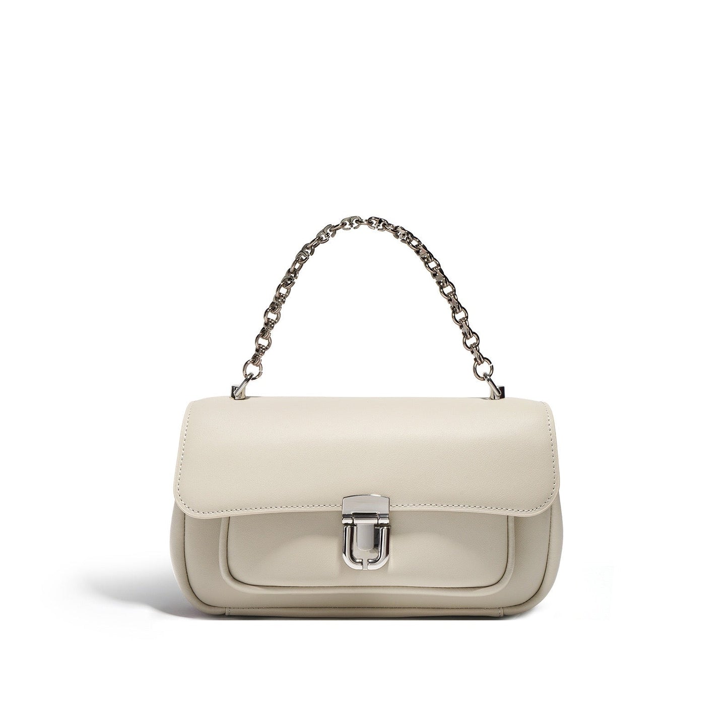 Chic Cowhide Mini Square Handbag with Elegant Lock Closure