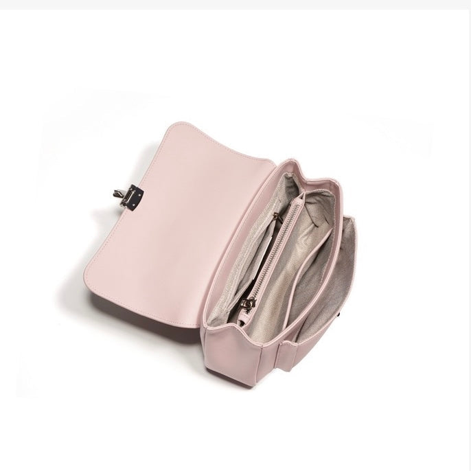 Chic Cowhide Mini Square Handbag with Elegant Lock Closure