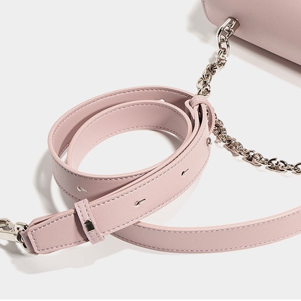 Chic Cowhide Mini Square Handbag with Elegant Lock Closure