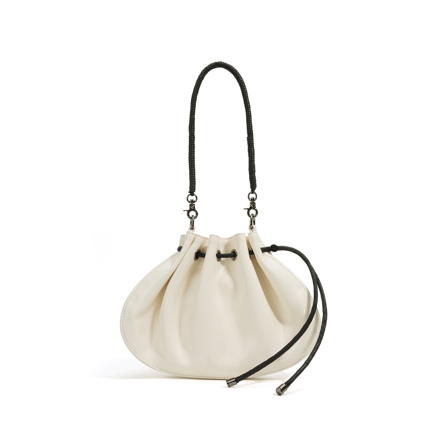 Sheepskin Elegance: Women's Drawstring Crossbody Handbag