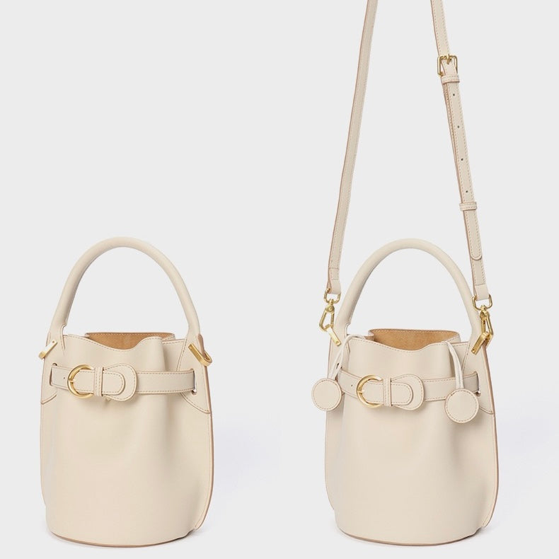 Exquisite Mini Bucket Crossbody Handbag in Genuine Leather