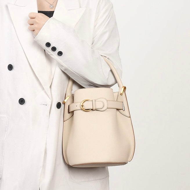 Exquisite Mini Bucket Crossbody Handbag in Genuine Leather