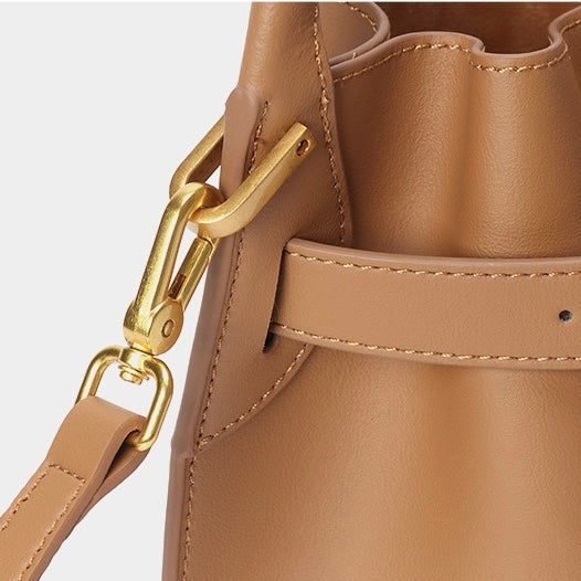 Exquisite Mini Bucket Crossbody Handbag in Genuine Leather