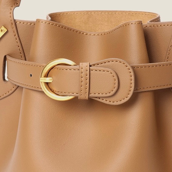 Exquisite Mini Bucket Crossbody Handbag in Genuine Leather