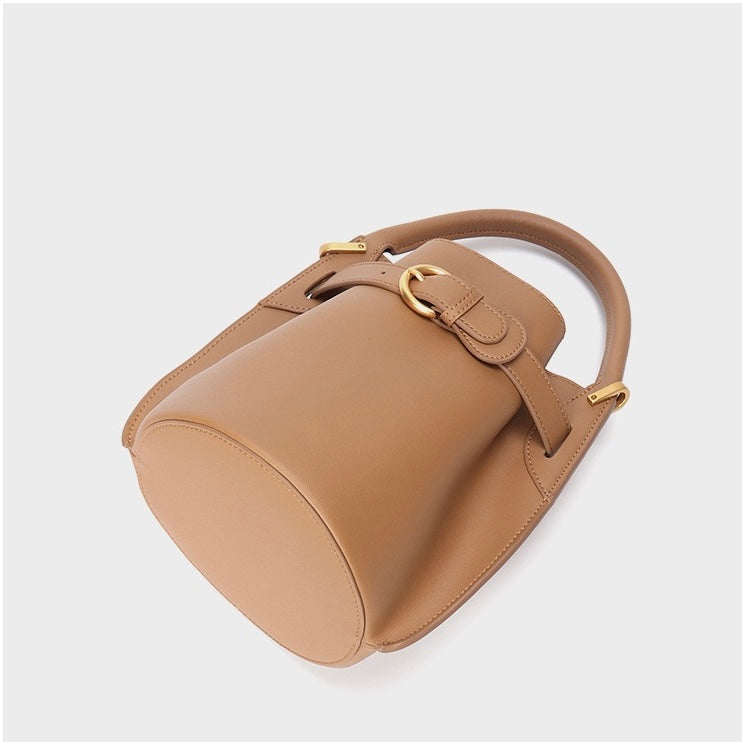 Exquisite Mini Bucket Crossbody Handbag in Genuine Leather