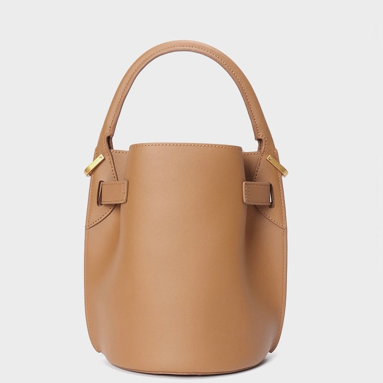 Exquisite Mini Bucket Crossbody Handbag in Genuine Leather